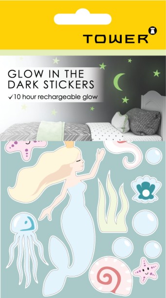 TOWER 11.5 cm Glow in the dark stickers Mermaid Glow in the Dark Sticker