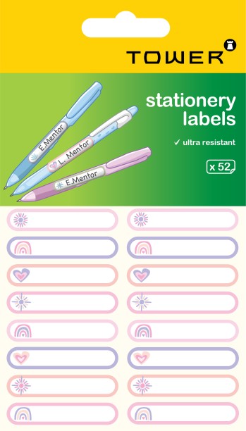 Tower 11.5 cm Ultra Resistant Stationery Labels - PINK Self Adhesive Sticker