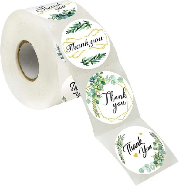 Miss Bliss Imports 2.5 cm Thank You Gift Stickers Green 500 stickers Self Adhesive Sticker