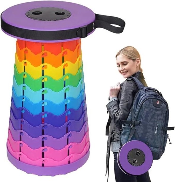 MTL Foldable Telescopic Stool - Adjustable Height, Portable & Lightweight Rainbow Stool