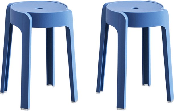 Generic Stackable Set of 2 Modern Plastic Stool Unique Whirl- Blue Stool