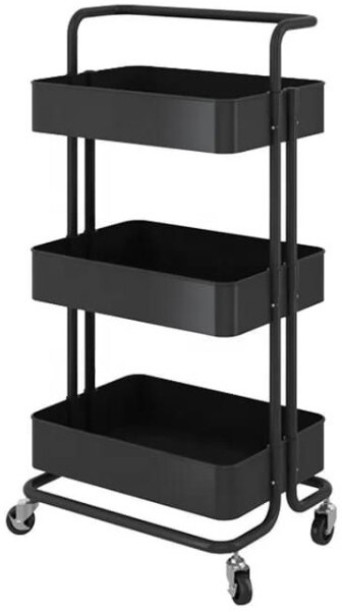 R AND E Iron, Plastic 3 Tier Rolling Storage Trolley Storage Basket