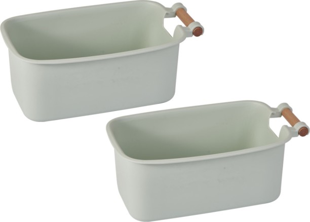 Generic Polypropylene, Bamboo 2 Pack Small Basket with Handle Storage Basket