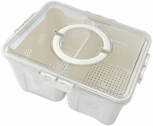 Takme Home Plastic 2-Grid Large Food Draining Storage Container Organiser Storage Basket