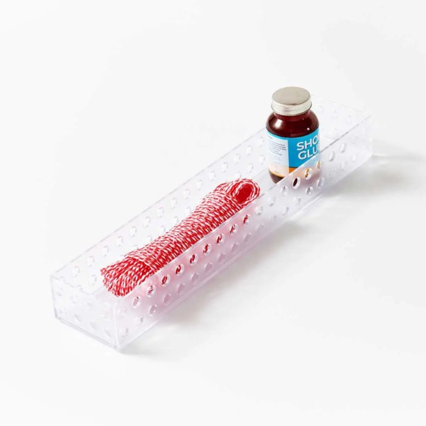 WOODLY Plastic Storage Organiser, Clear, 381mm x 76mm x 50mm Storage Basket