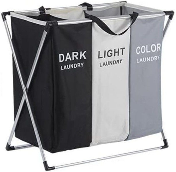 Generic Steel Washing Storage Laundry Hamper (3 compartments) Storage Basket