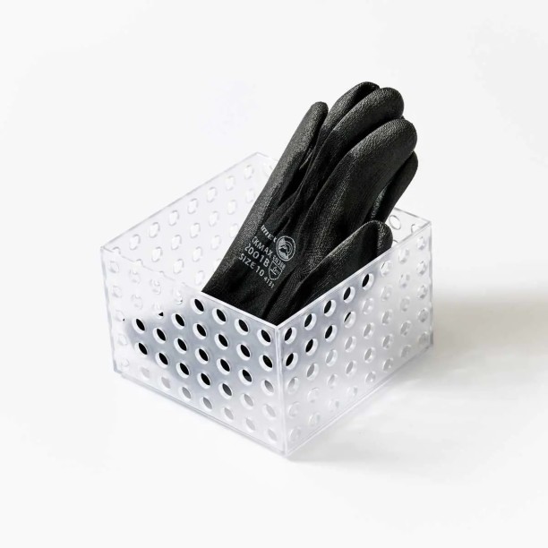 WOODLY Plastic Storage Organiser, Clear, 152mm x 152mm x 102mm Storage Basket