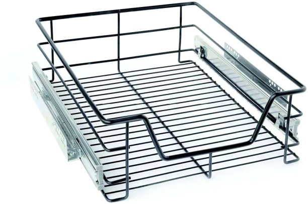 WOODLY Stainless Steel Pull Out Basket, Black Storage Basket