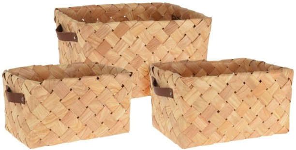 Excellent Houseware Bamboo Set 3 Piece Bamboo Boho Set Storage Basket