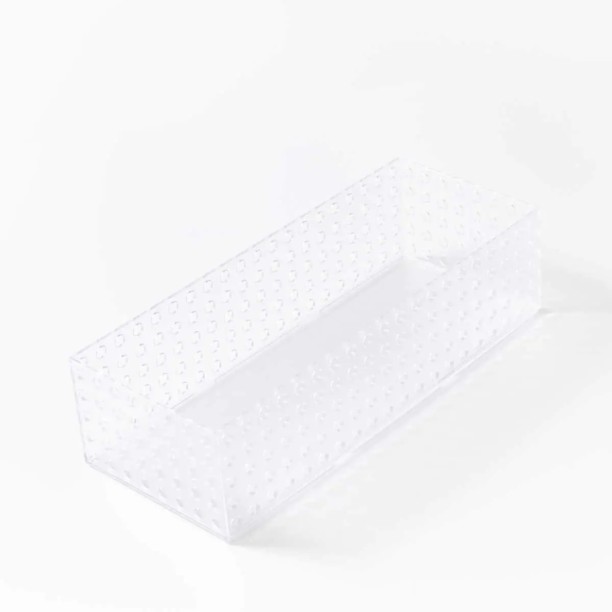 WOODLY Plastic Storage Organiser, Clear, 380mm x 150mm x 100mm Storage Basket