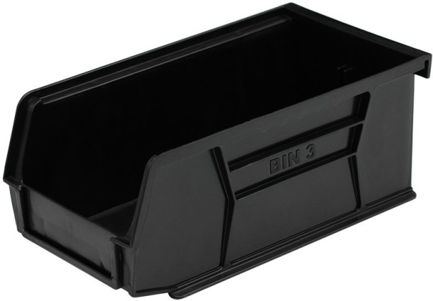 3Bin Plastic Size 2 Black Storage Bin - 135mm x 105mm x 75mm Storage Basket