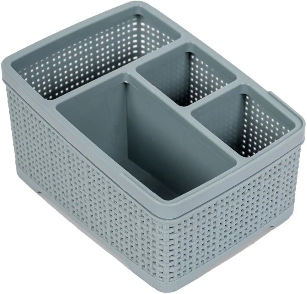 WOODLY Plastic Storage Organiser, 192mm x 144mm x 103mm, 4 Compartment Storage Basket