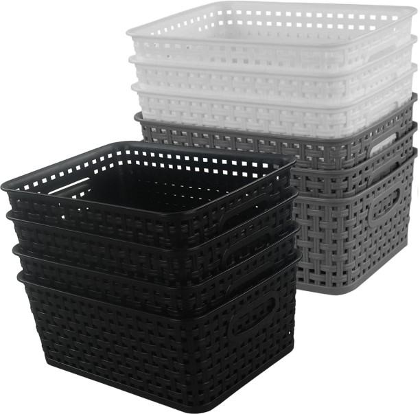 Hinotori Plastic Small Storage Basket Bin Shelf Organizer for Pantry Cabinet Storage Basket