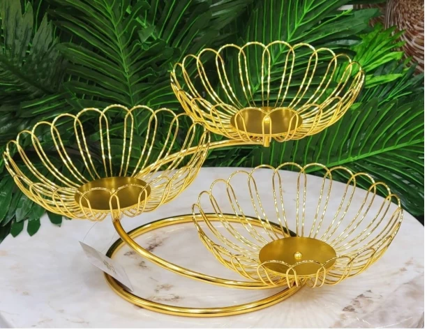 Generic Metal 3 Tier Fruit Basket Stand Fruit Tray for Vegetables Bread Snack Storage Basket