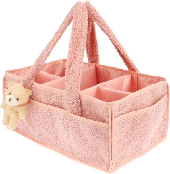 R AND E Polyester Cute Large-Capacity Plush Diaper Storage Bag Storage Basket