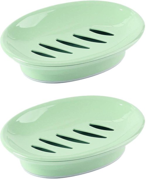 OMGift 2-Pack Soap Dish with Drain Plastic Sponge Holder Easy Cleaning Soap Saver Tray Caddy Keep Dry Stop Mushy for Shower Bathroom Kitchen Health & Beauty - Bath Care & Fragrances Soap Case For  Adults