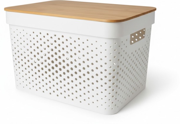 Generic Woven Storage Basket with Natural Bamboo Lid Storage Box