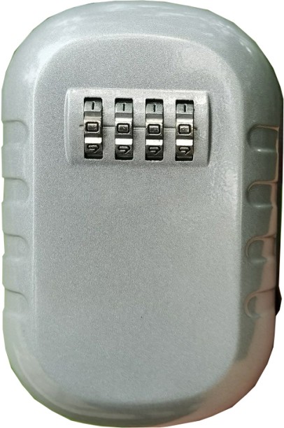 ALANES 4-Digit Combination Code Wall Mount Lock Box - Silver Safe Locker