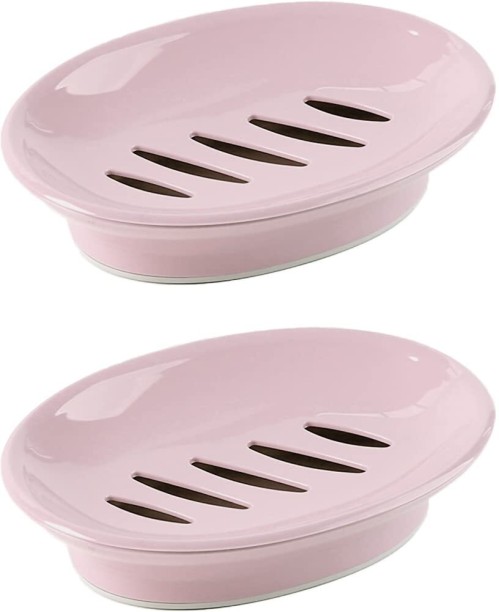 OMGift 2-Pack Soap Dish with Drain Plastic Sponge Holder Easy Cleaning Soap Saver Tray Caddy Keep Dry Stop Mushy for Shower Bathroom Kitchen Health & Beauty - Bath Care & Fragrances Soap Case For  Adults