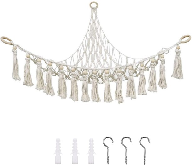 Shopnmore Handmade Hammock for Stuffed Animals& Plush Toy Storage, Boho Macrame Style Toy Organizers