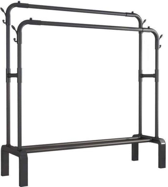 MEICHAO Double Rail Garment Rack with Bottom Shelf, Freestanding Clothes Storage Shelf Organizers