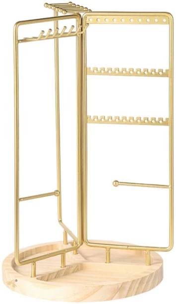ALANES Rotating Jewelry Holder Organizer Wooden Earring Necklace Display Jewellery Organizers