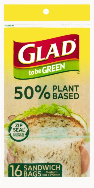 Glad To Be Green 50% Plant Based Snacks Bag Plastic Storage Pouch