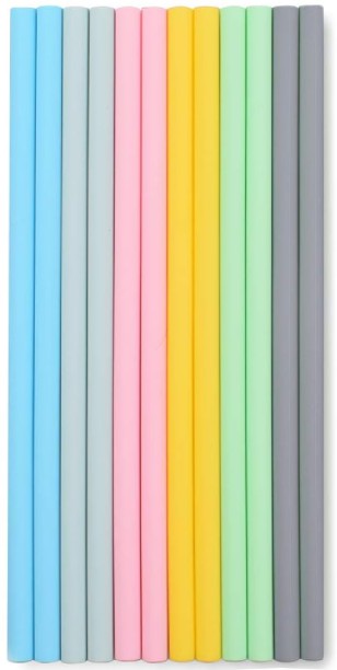 Cart In Mart Reusable Silicone Drinking Straws With Pouches & Brushes Bendable Straw