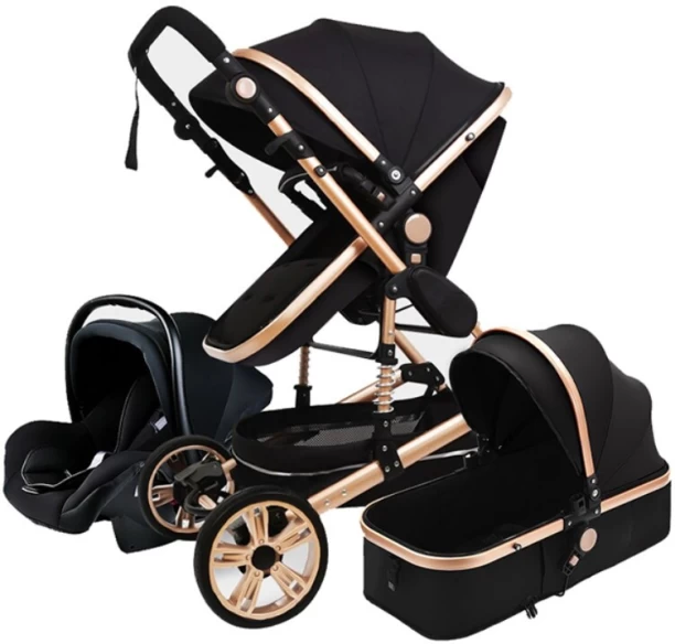 Belecoo Q3 Baby Stroller 3 In 1 Newborn Baby Carriage-Black Stroller Pram