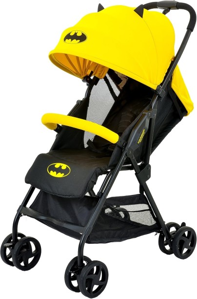 KidsEmbrace Batman Lightweight Compact Stroller, DC Comics Collapsable Stroller with Canopy, Yellow, 7701BATYL Stroller Pram