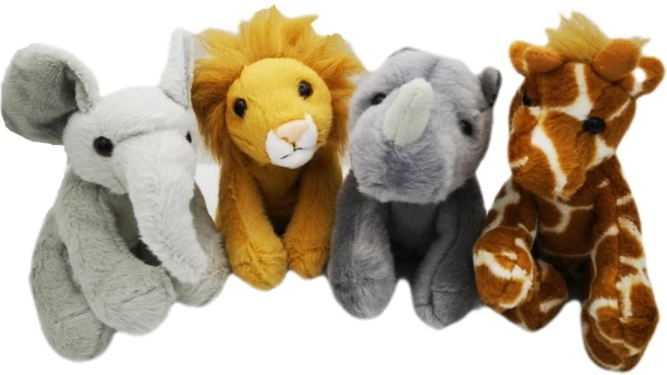 Umlozi Plush 12cm Set of 4 - Elephant, Lion, Rhino & Giraffe  - Medium