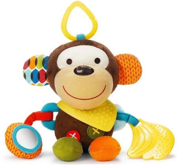 R AND E Plush Monkey Baby Sensory 4in1 Activity Toy with Teether & Rattle  - 30X24X5 cm