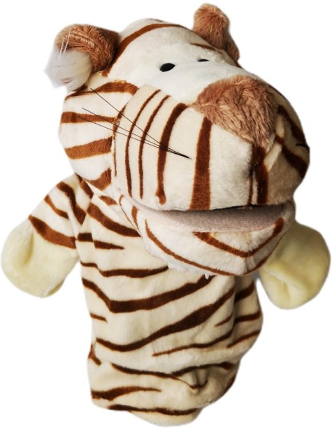 Umlozi Hand Puppets - Soft Furry Animals - Fingers Control Hands & Mouth - Tiger  - Medium