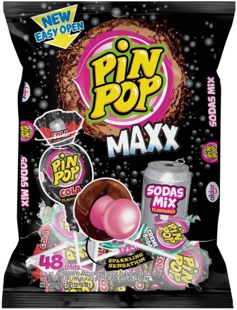 Aldor Pin Pop Maxx Sodas Mix Lollipop