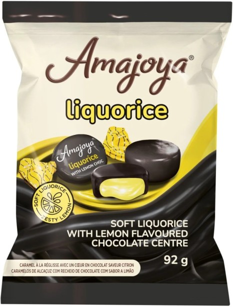Amajoya Soft Liquorice With Lemon Flavoured Chocolate Centre Lemon Coated Candy