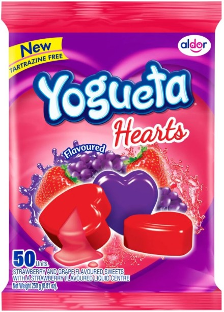 Yogueta Hearts Flavoured Strawberry And Grape Flavoured Sweets Strawberry And Grape Coated Candy
