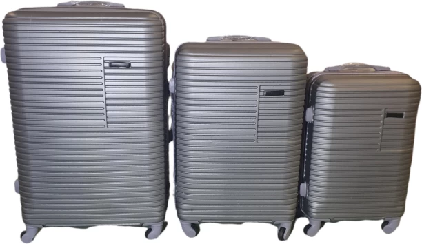 SMTE Acesa - Premium 3 Piece Avi Hard Outer Shell Travel Luggage Silver Set Cabin & Check-in Set 4 Wheels - 28 inch