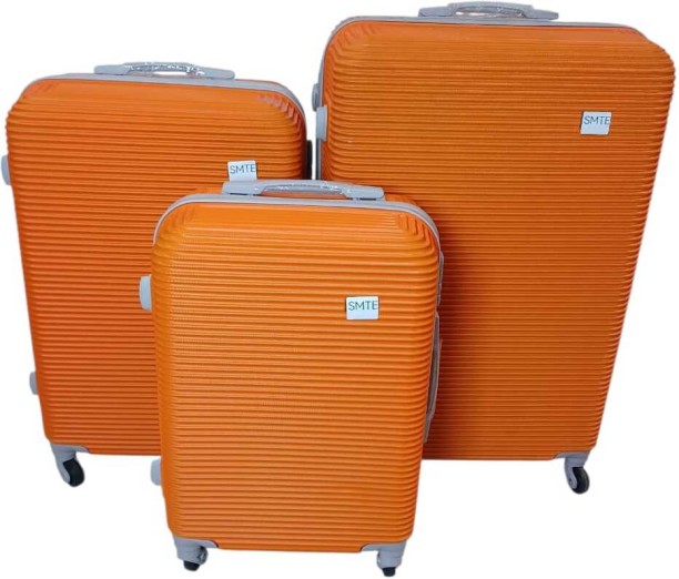 SMTE Bright Orange Hard Shell Luggage Set Cabin Suitcase 4 Wheels - 34 inch