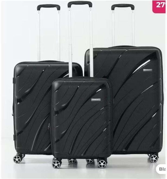 PSM 3 Piece Travel Suitcase, Sizes 28 24 20 With Combo Black Check-in Suitcase 4 Wheels - 28 inch