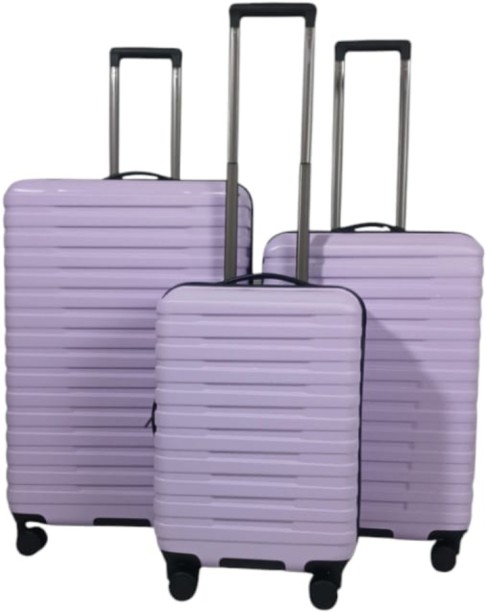SMTE Careal Polycarbonate 3-Piece Luggage Set – Purple – Lightweight Travel Suitcases Cabin & Check-in Set 4 Wheels - 28 inch