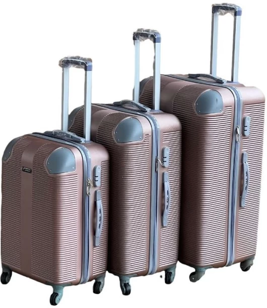 Generic 3 Piece Luggage Set- Hard Shell Light Weight Suitcase_ Rose Gold Cabin & Check-in Set 4 Wheels - 28 inch