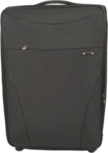 SMTE Quality Trolley 1 Piece Fabric Travel Luggage Spinner Suitcase Set - Grey - 75 cm Check-in Suitcase 4 Wheels - 28 inch