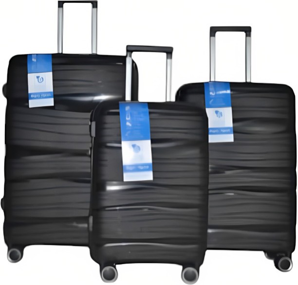 SMTE PPP 2801 3-Piece Hard Shell Luggage Set – Black Cabin & Check-in Set 4 Wheels - 28 inch