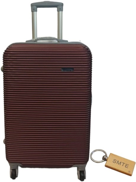 SMTE Durable Elegance: ABS Suitcase Medium 65Cm - 1 Piece - Brown Check-in Suitcase 4 Wheels - 24 inch