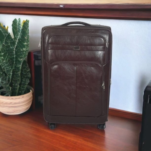 SMTE Stylish Luggage Bag Set of 1 PU Leather Travel Suitcase Cabin Suitcase 4 Wheels - 30 inch