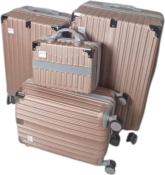 SMTE 5-Piece Rose Gold Luggage Set Cabin Suitcase 4 Wheels - 24 inch