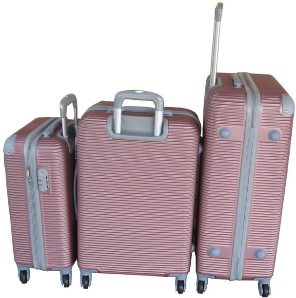 SMTE 3 Piece Hard Outer Shell Luggage Set - Pink Cabin & Check-in Set 3 Wheels - 28 inch