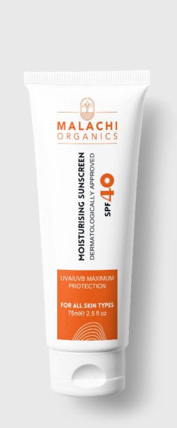Malachi Organics Sunscreen - SPF 40 PA+++ Moisturizing Sunscreen SPF 40 – Recommended for all skin types, especially those exposed to daily UV rays, to prevent sun damage, premature aging, and hyperpigmentation.