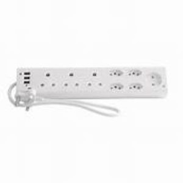 WACO 8 Way +2 USB Ports Extension 10  Socket Extension Boards