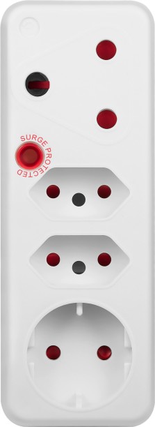 Switched 4 Way Medium Surge adaptor with Schuko - White 4  Socket Extension Boards
